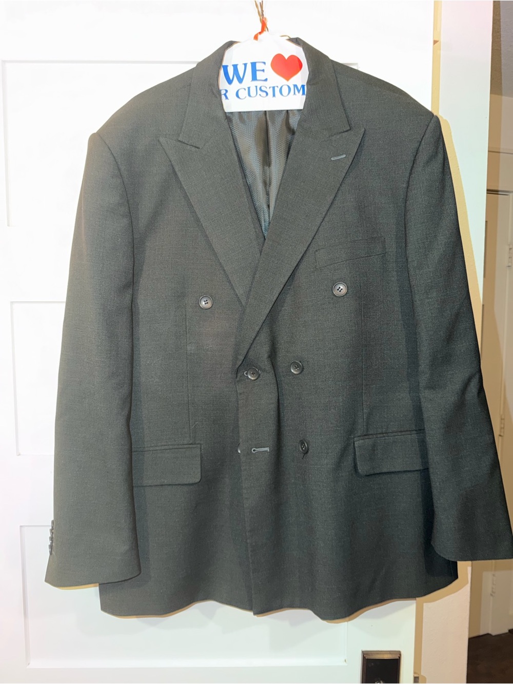 Men's Double-Breasted Black Suit Blazer